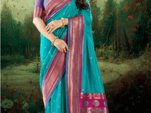 Persian Blue Woven Paithani Soft Silk Saree
