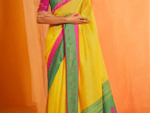 Tulip Tree Yellow Woven Paithani Silk Saree